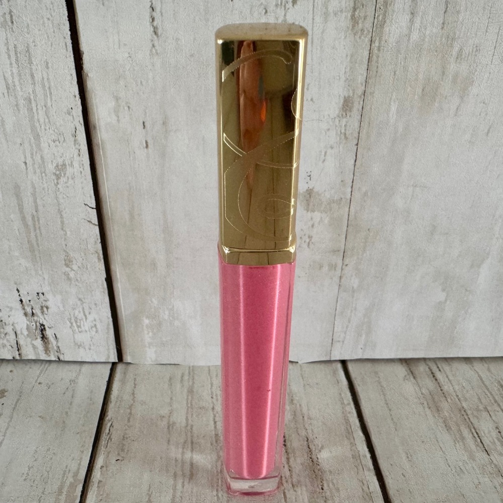 Estee Lauder Pure Color Gloss 26 Extravagant Pink Shimmer Lip Gloss Gold Cap